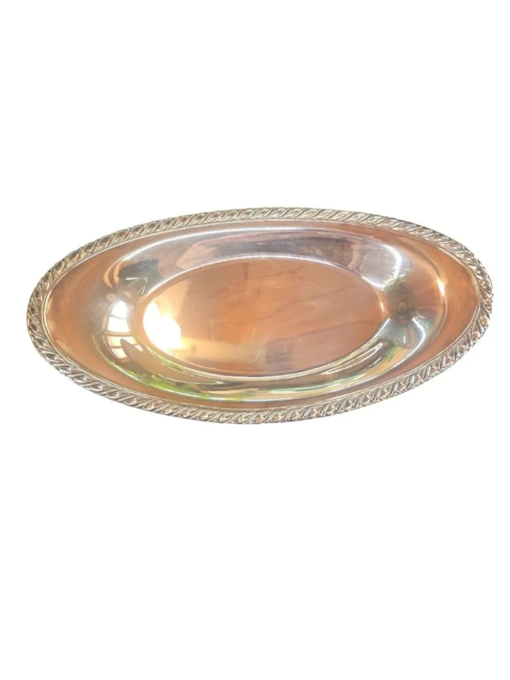 Vintage Oneida Silversmiths Silverplated Holloware USA Oval Serving Dish Bread T